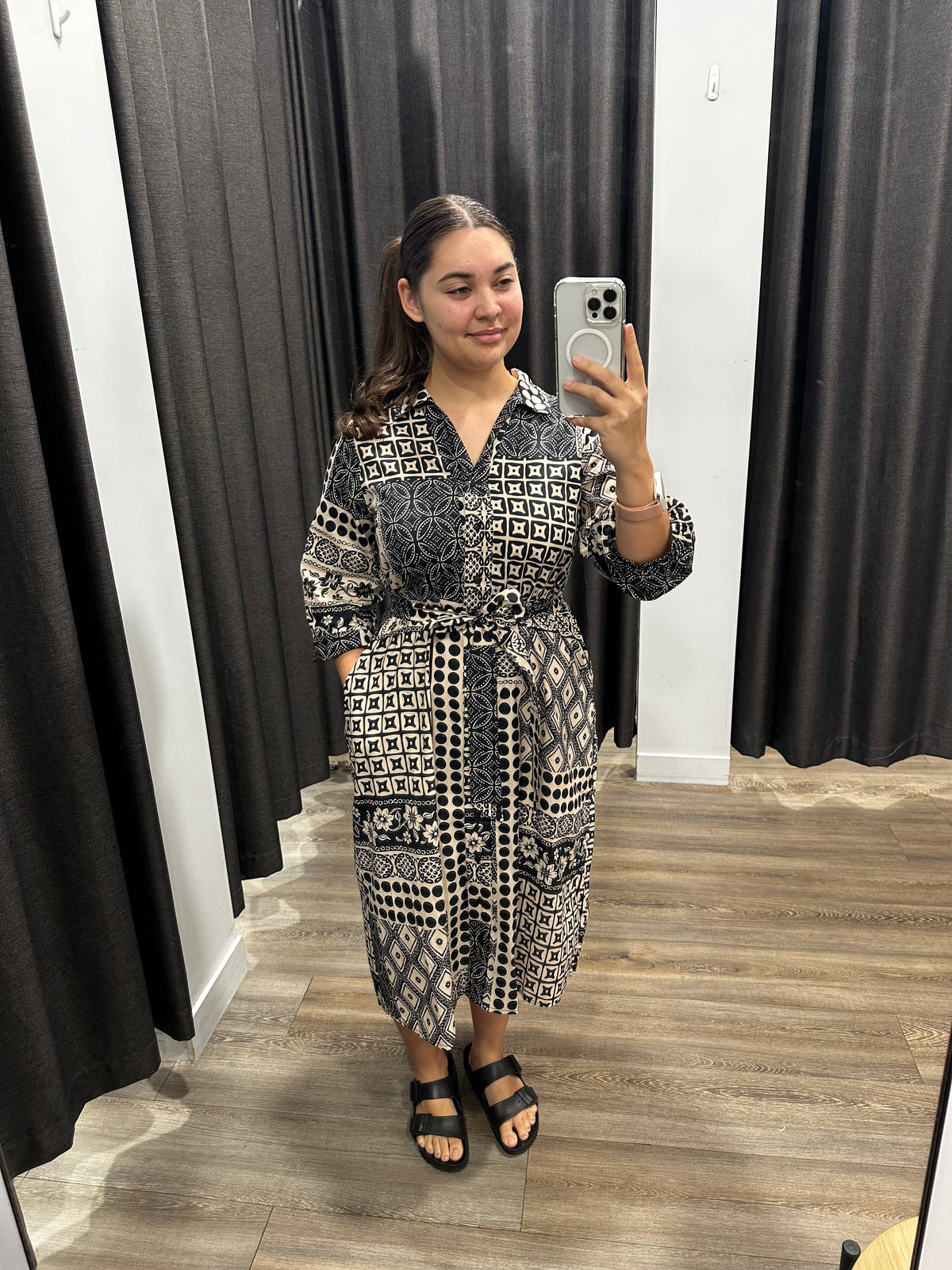 Lyra Dress Black and Cream