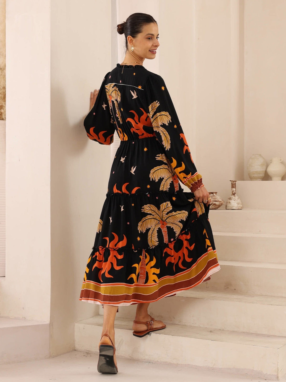 Daria Dress Palm Print
