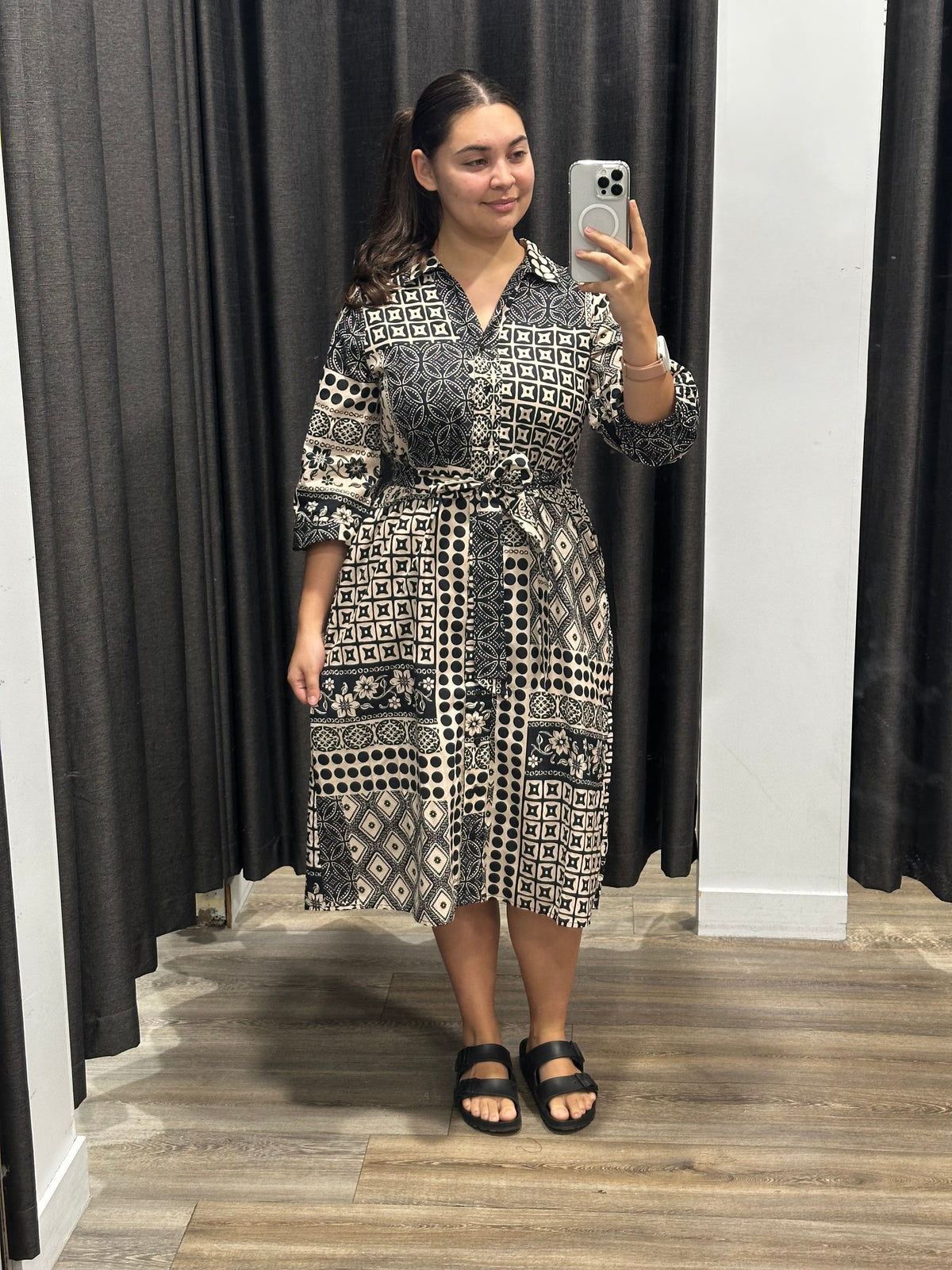 Lyra Dress Black and Cream