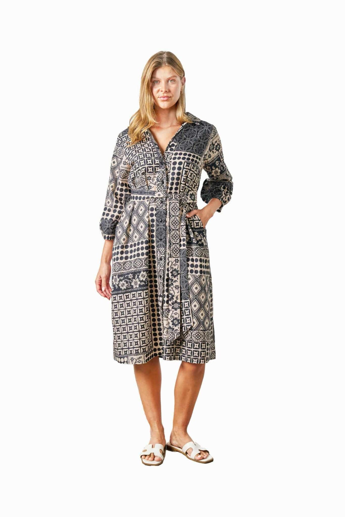 Lyra Dress Black and Cream