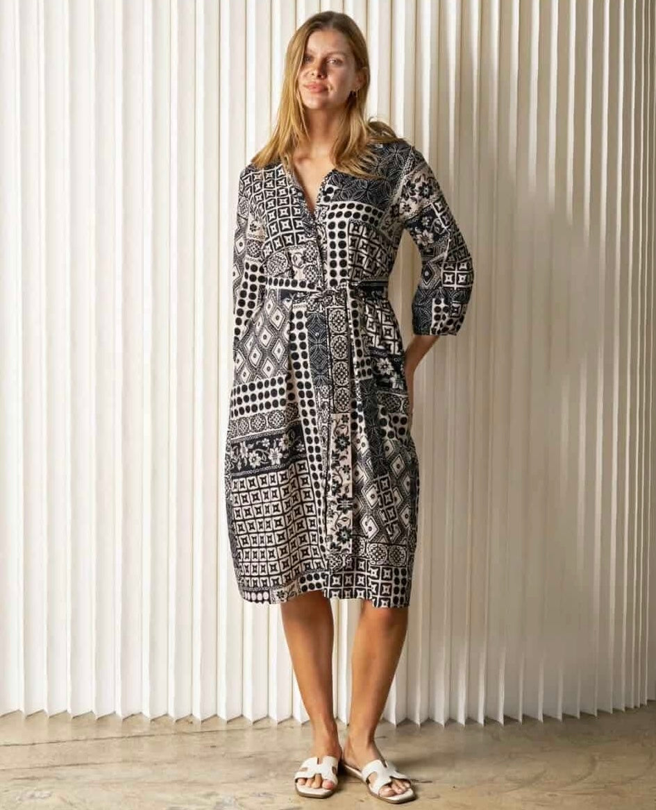 Lyra Dress Black and Cream