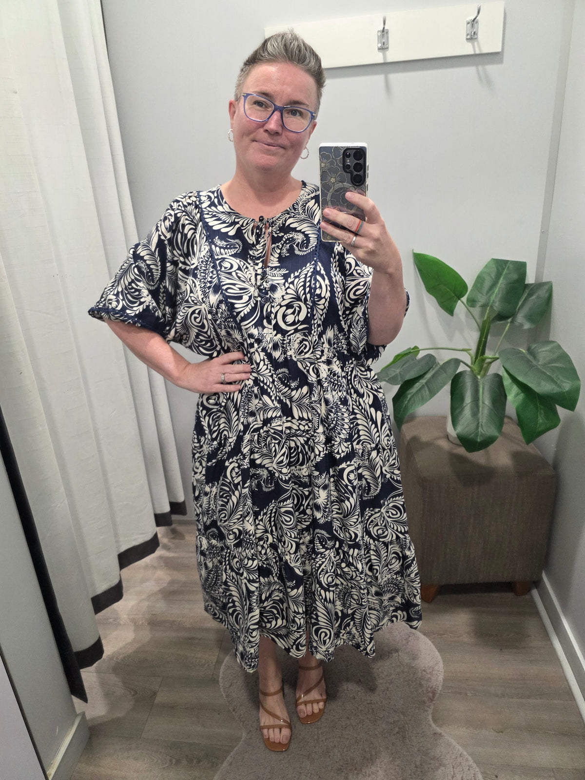 Eliana Dress Navy Floral Print