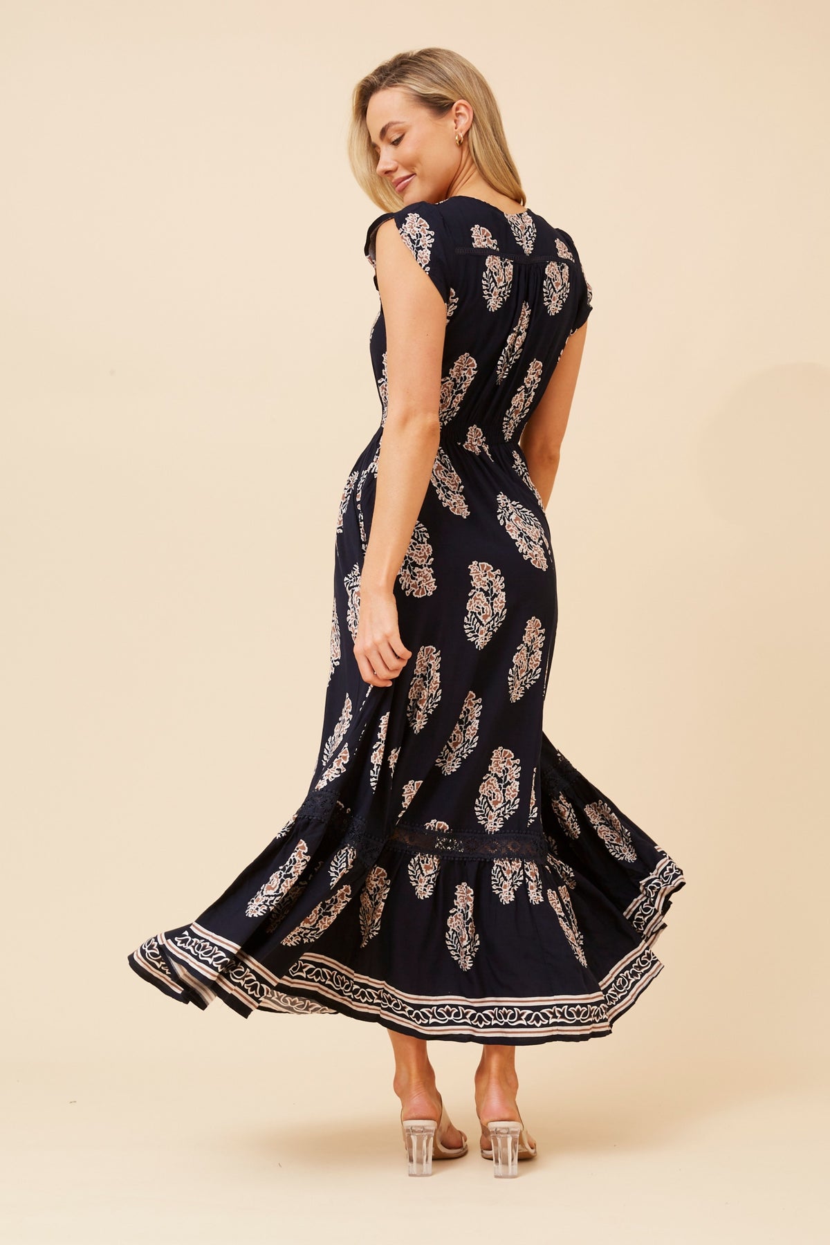 Agnes Dress Navy & Cream