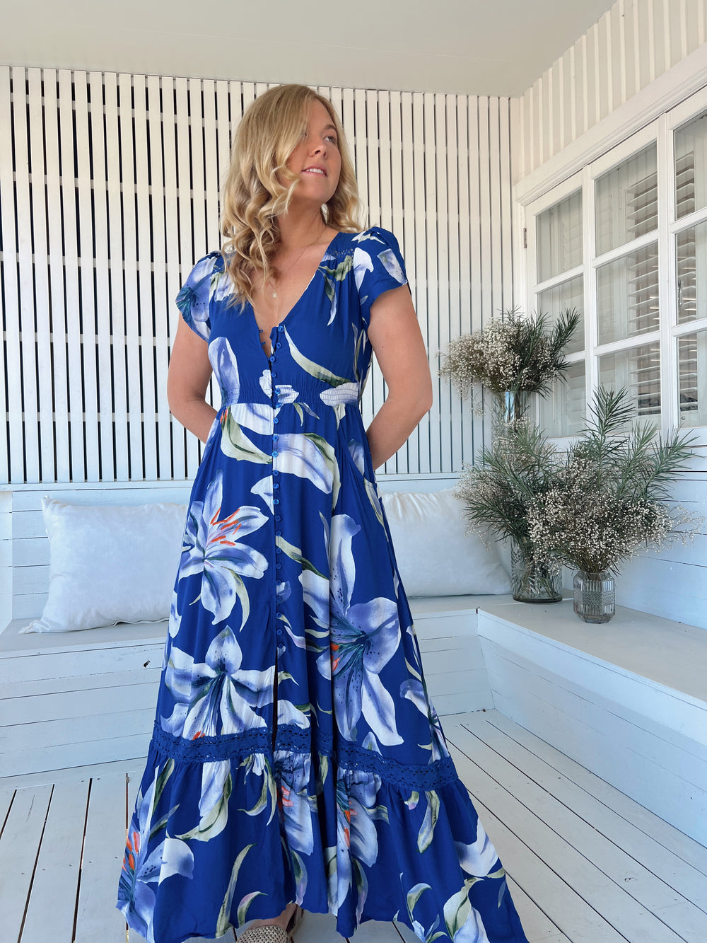 Asteria Print Carmen Maxi Dress