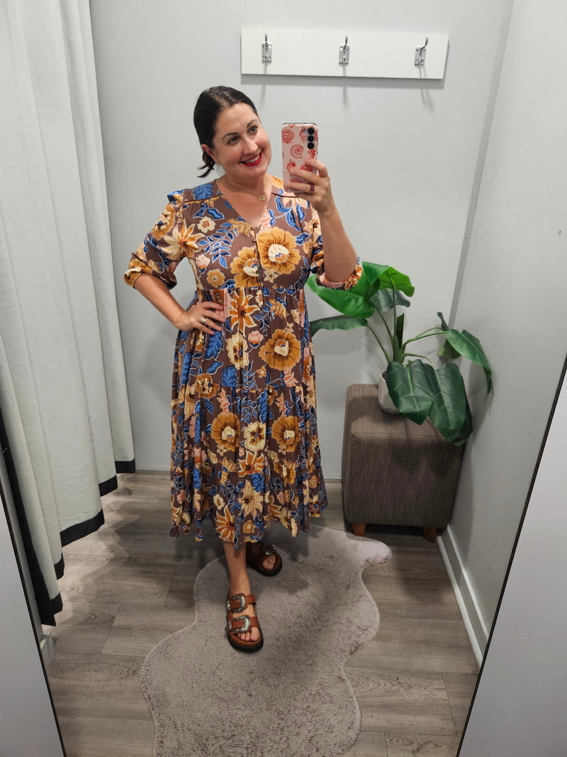 Tierra Print Eve Midi Dress
