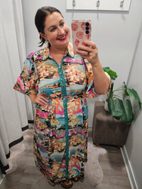 Rome Print Whitney Midi Dress