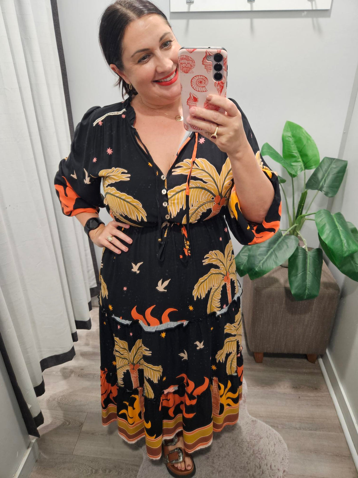 Daria Dress Palm Print