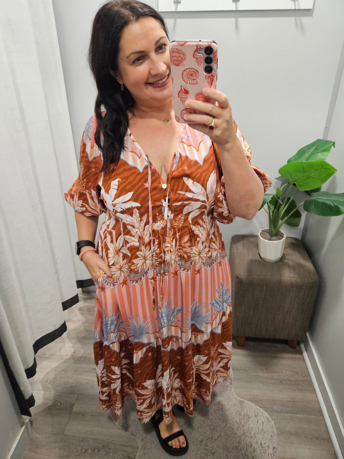 Devina Dress Palm Print