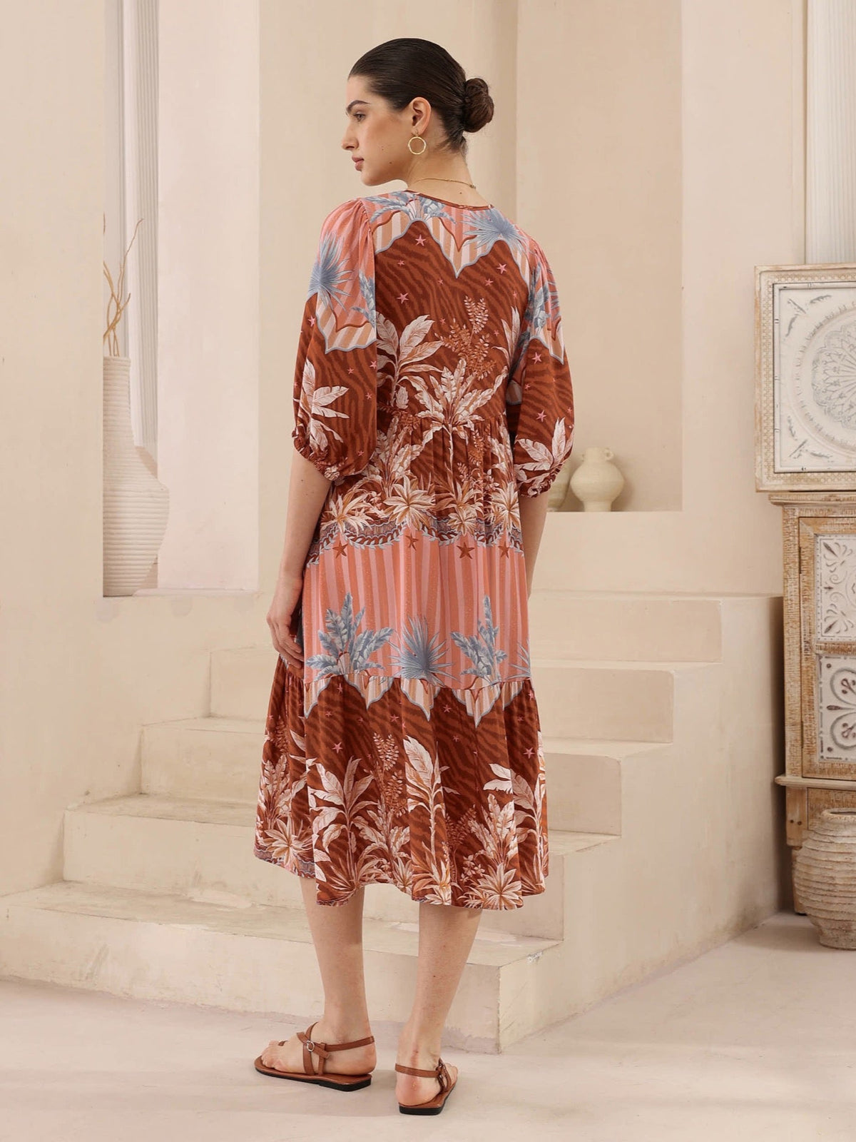 Devina Dress Palm Print