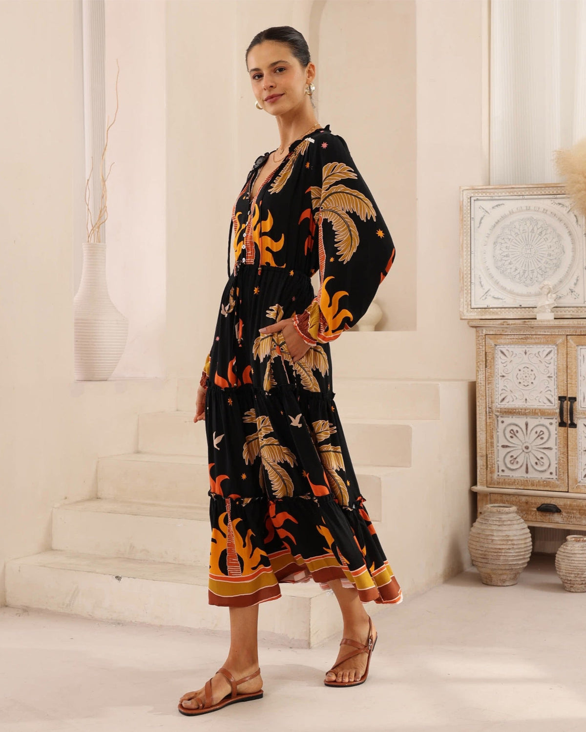 Daria Dress Palm Print