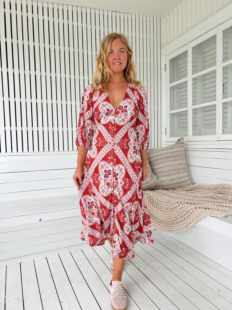 Rosa Print Lenni Midi Dress