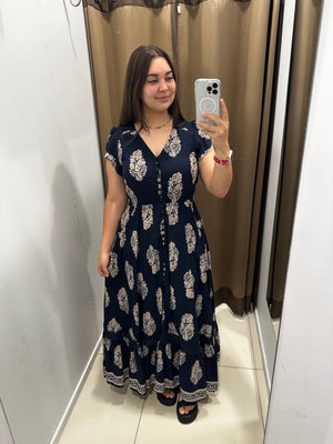 Agnes Dress Navy & Cream