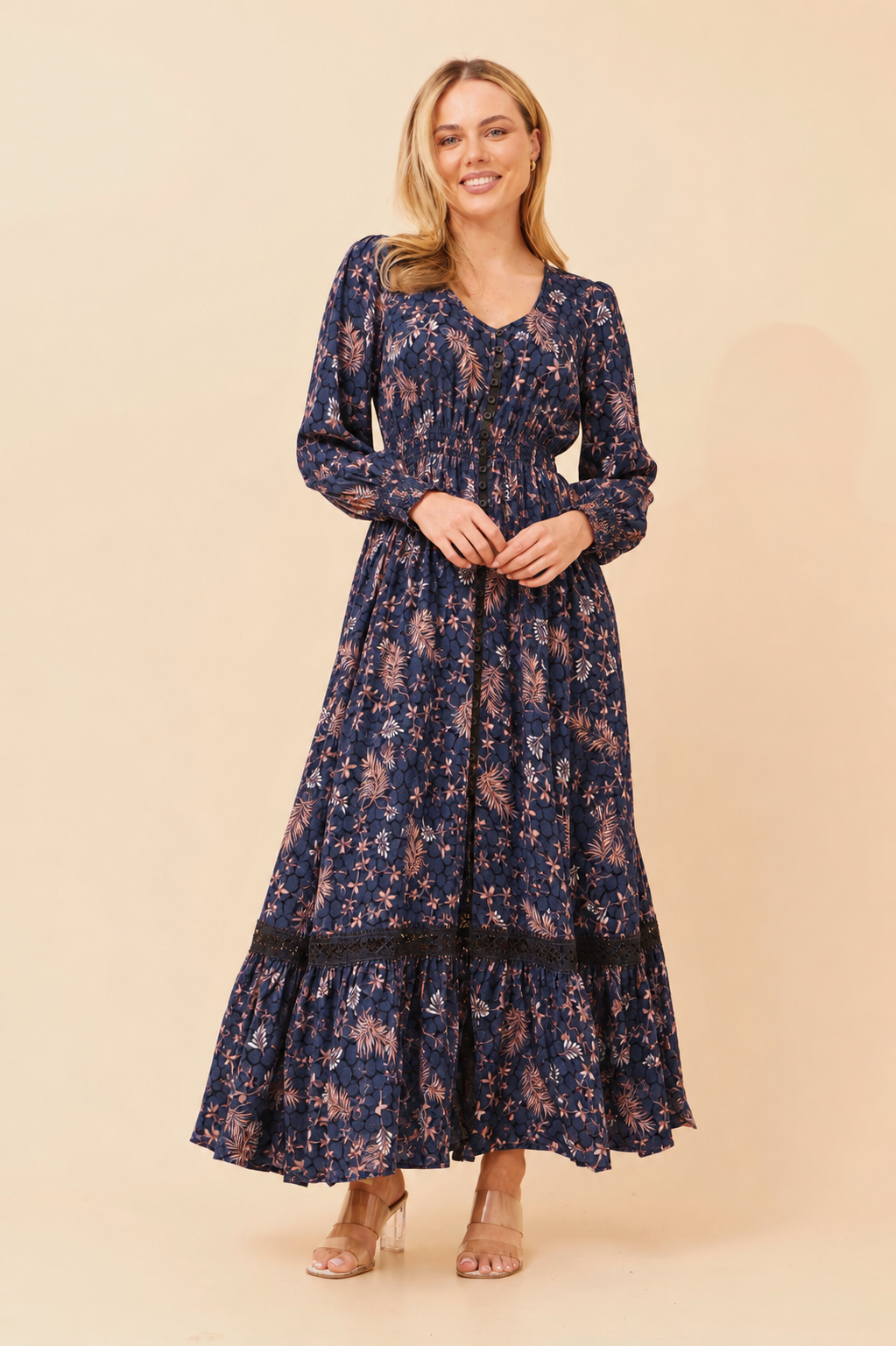 Agata Dress Navy Floral
