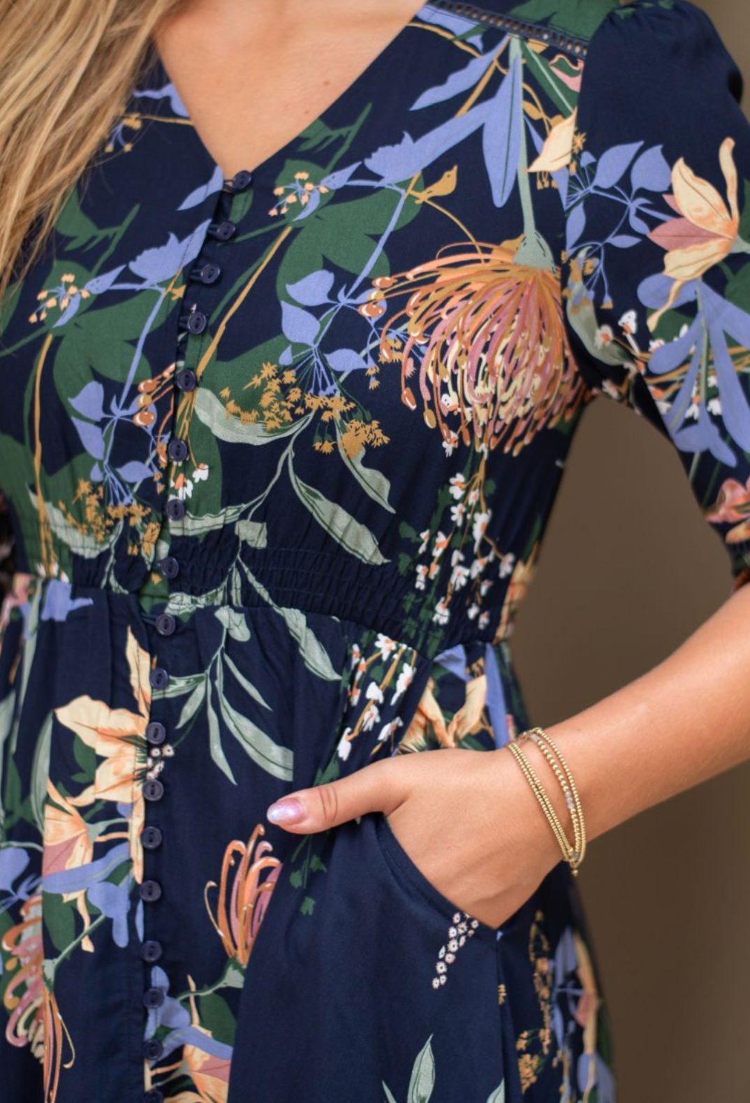 Selma Dress Navy Floral