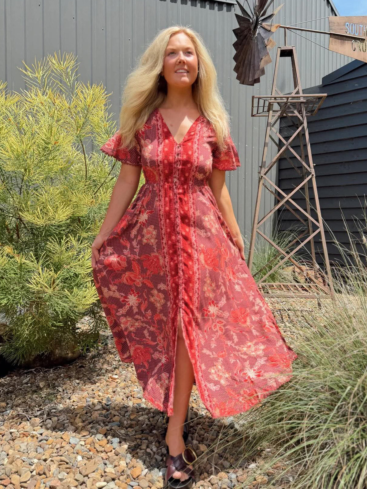 Ziggy Print Pearl Midi Dress