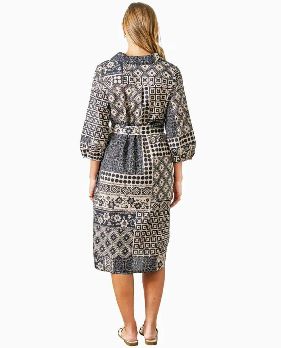 Lyra Dress Black and Cream