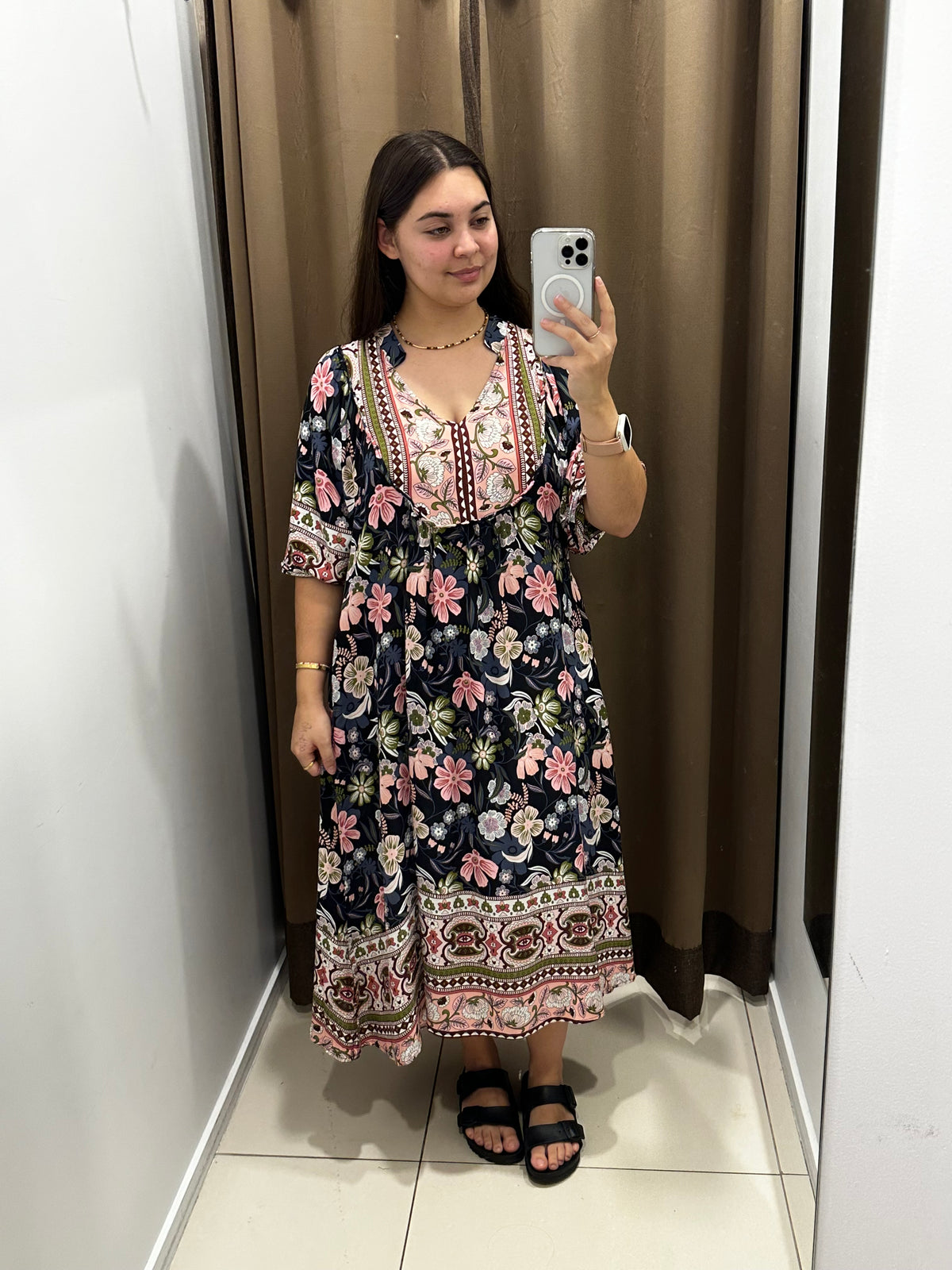 Neisha Dress Navy and Pink Floral