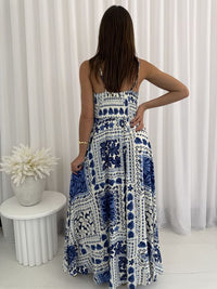 Alba Dress Blue and White Print