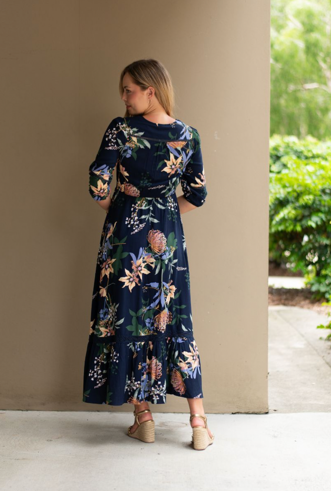 Selma Dress Navy Floral