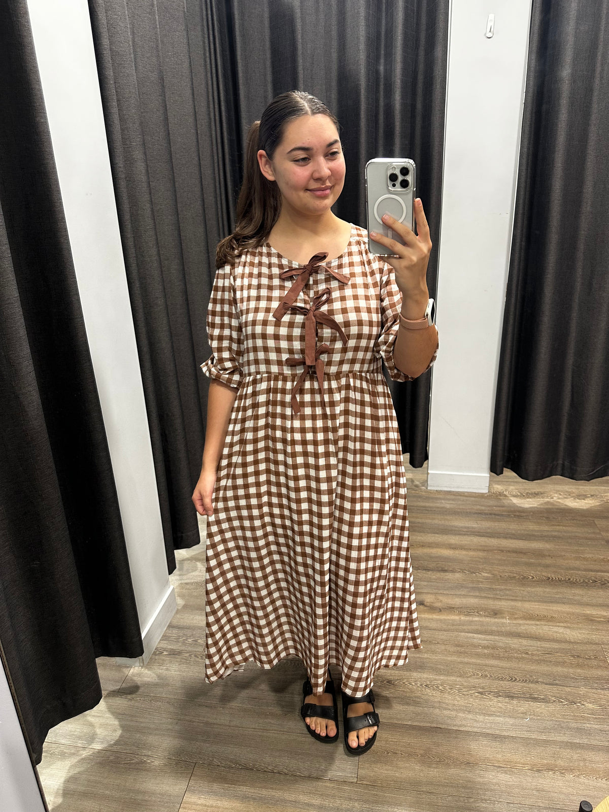 Eliora Dress Brown Gingham