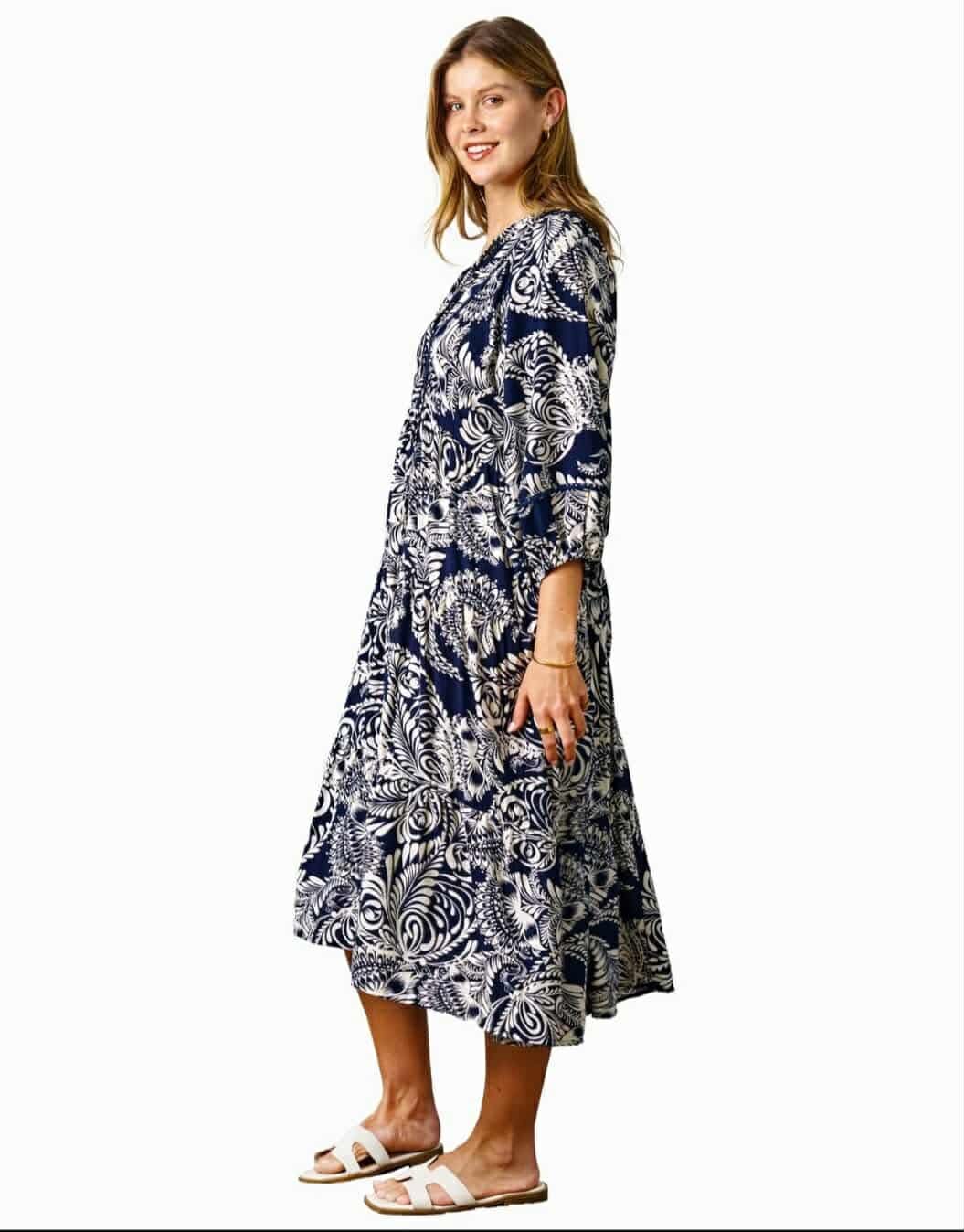 Eliana Dress Navy Floral Print