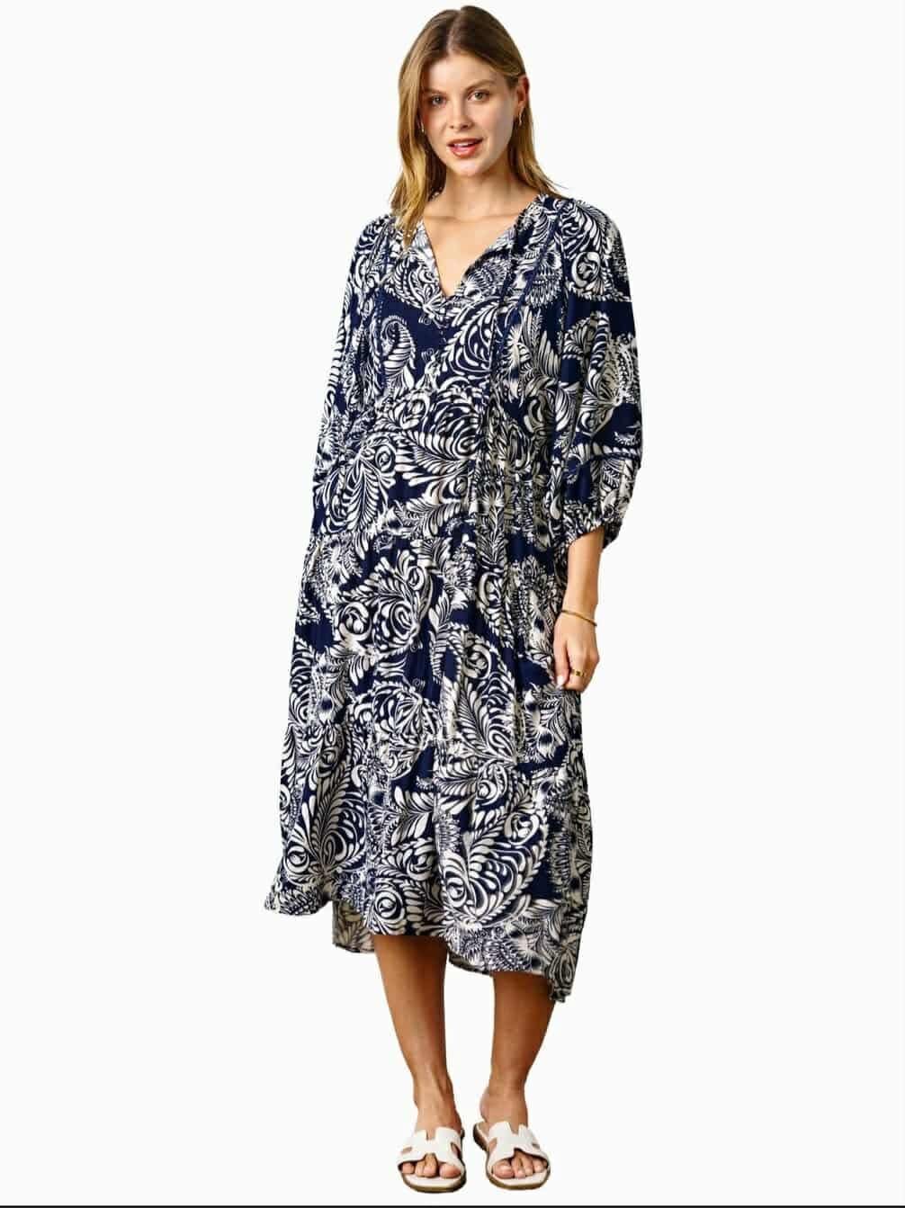 Eliana Dress Navy Floral Print