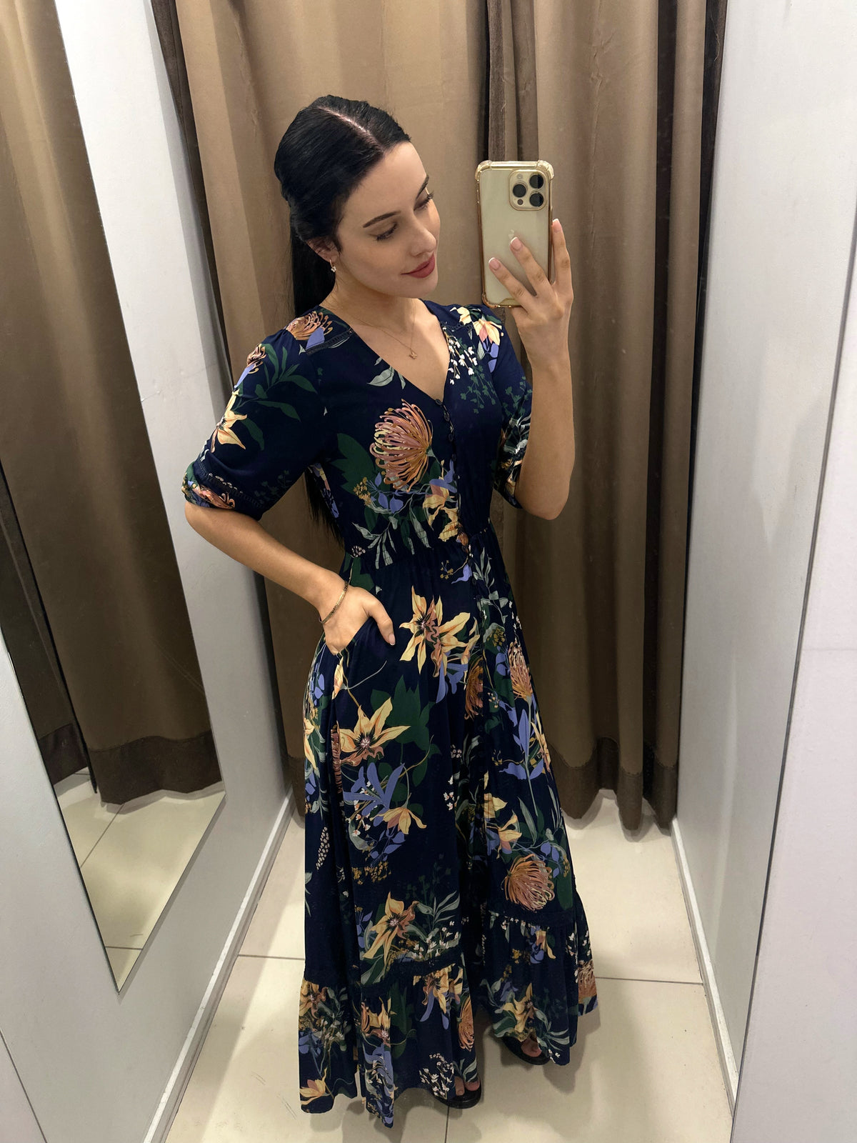 Selma Dress Navy Floral