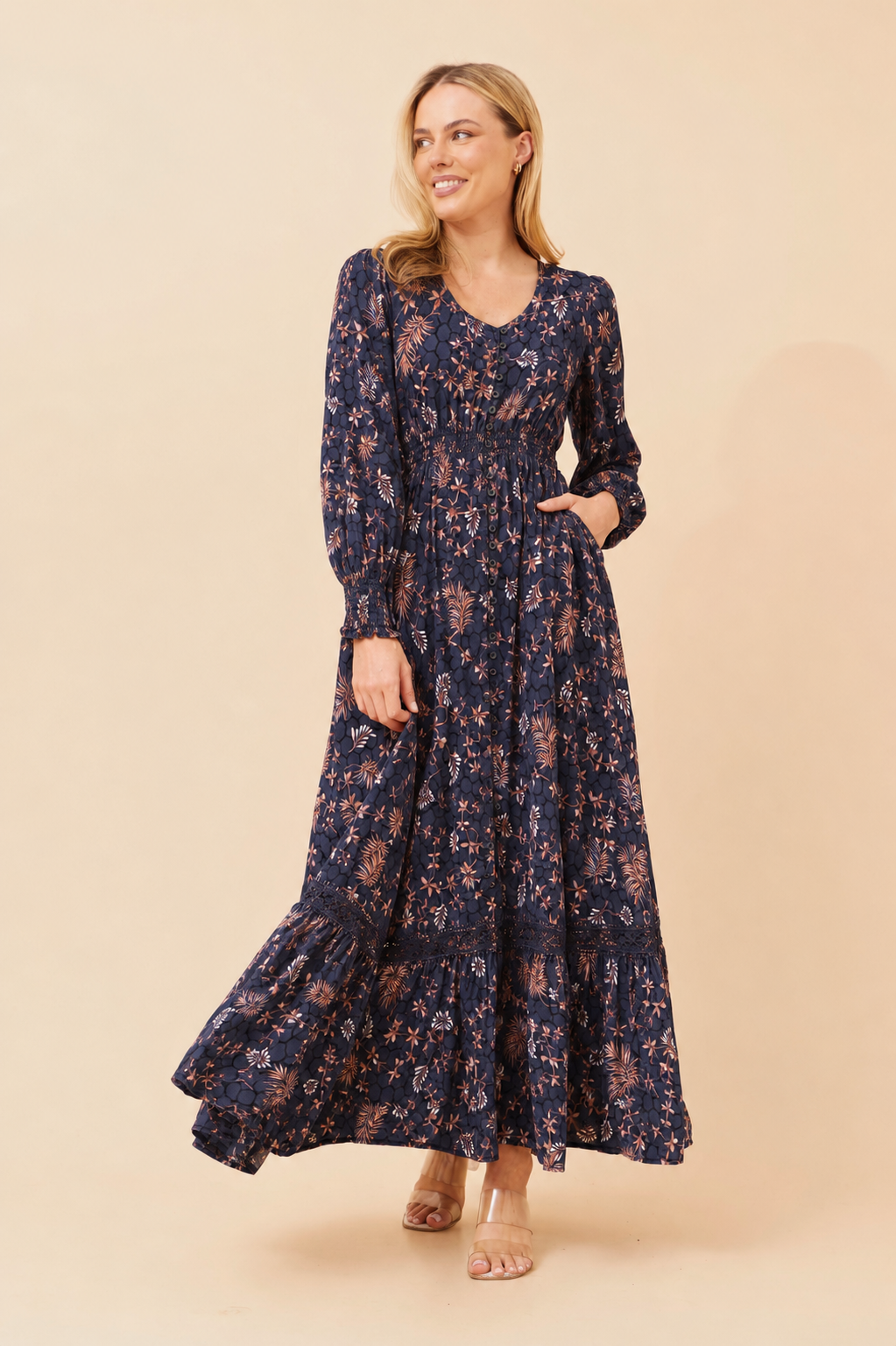 Agata Dress Navy Floral