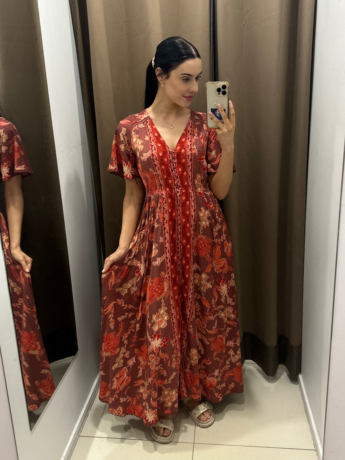 Ziggy Print Pearl Midi Dress