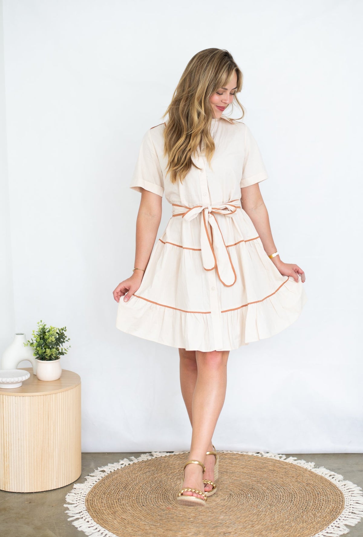 Cream Shirt Dress