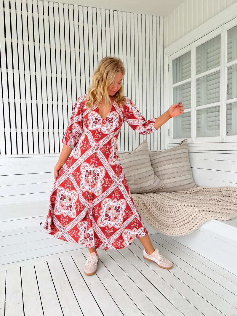 Rosa Print Lenni Midi Dress