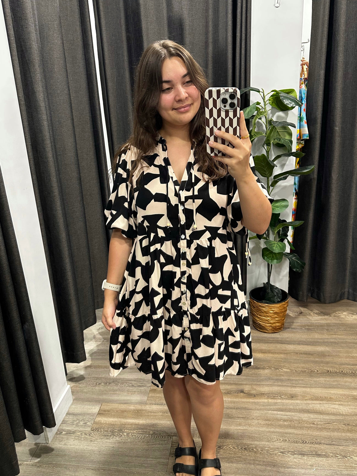 Sonya Dress Black and Cream