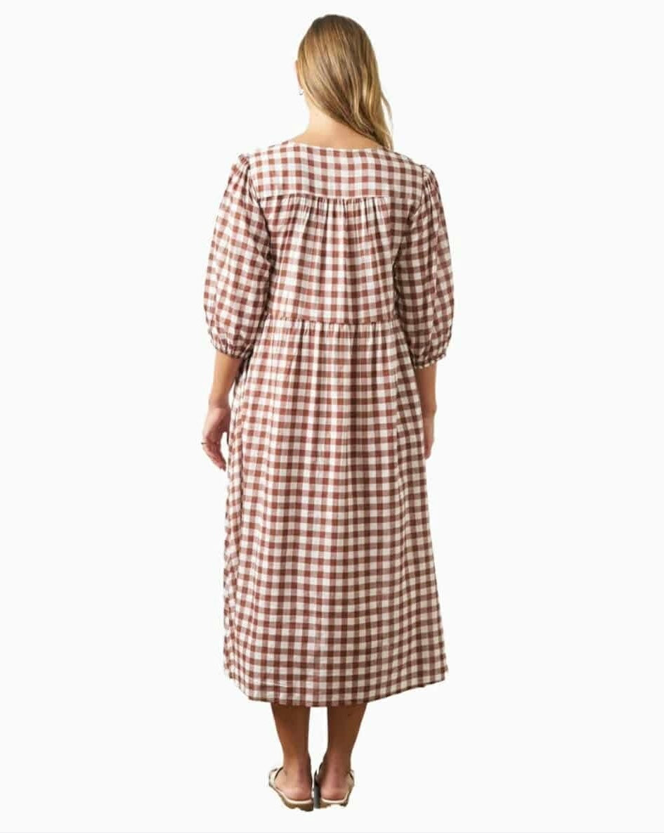 Eliora Dress Brown Gingham