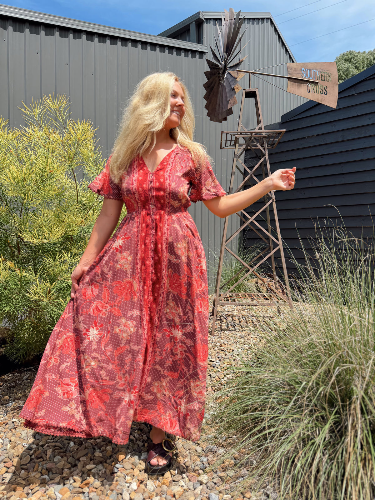 Ziggy Print Pearl Midi Dress