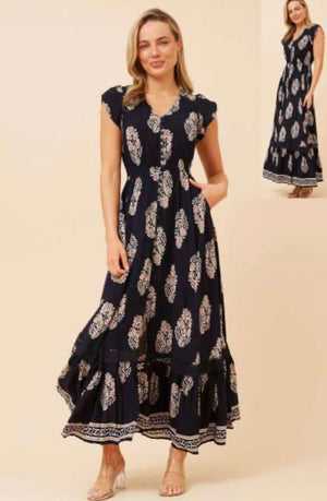 Agnes Dress Navy & Cream