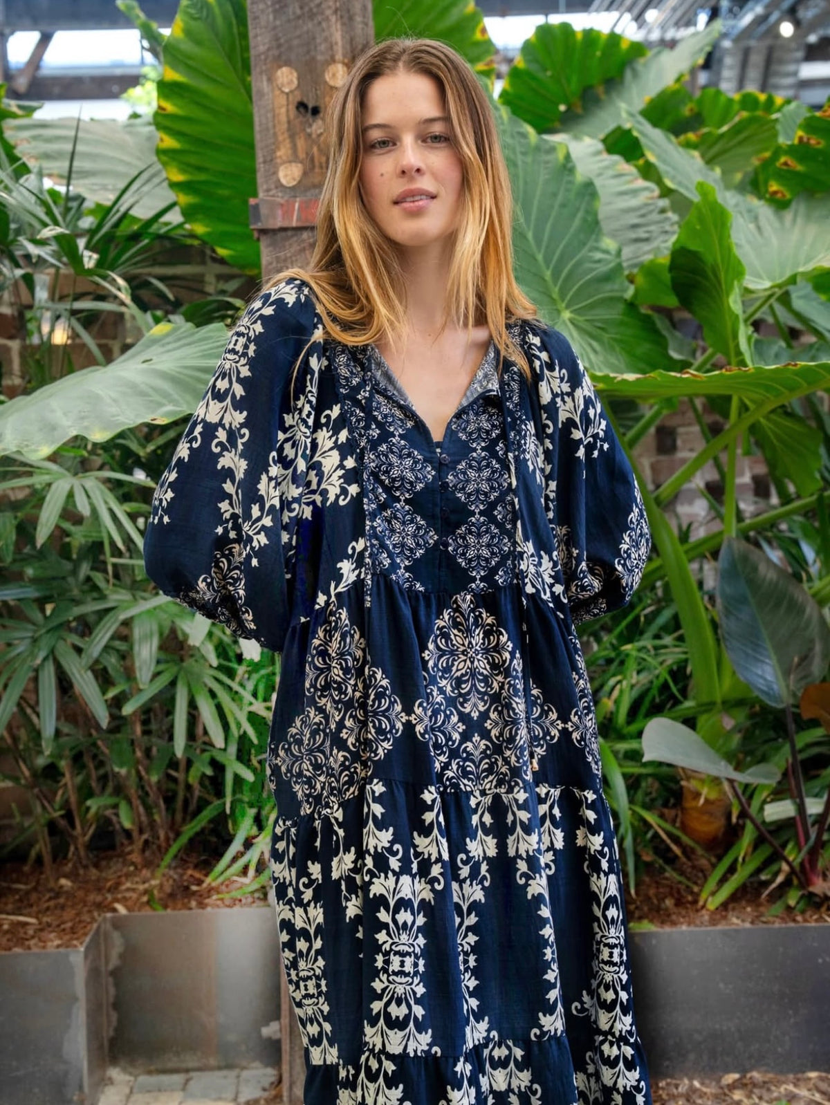Eliana Dress Navy and Cream