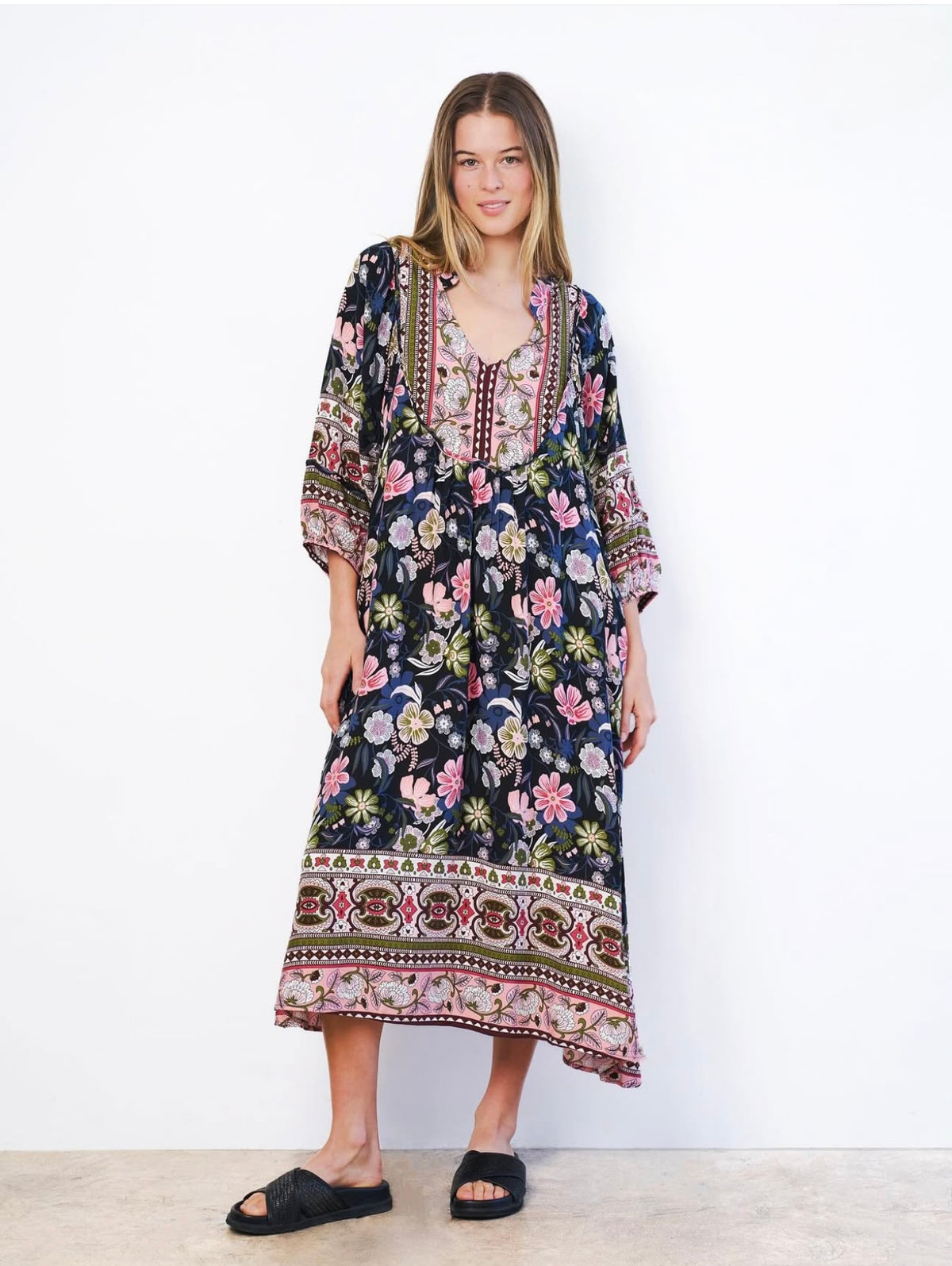 Neisha Dress Navy and Pink Floral