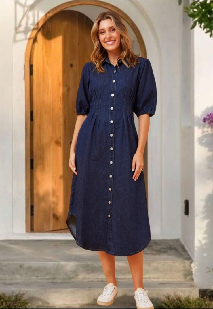 Lonnie Denim Dress Dark Blue