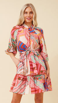 Poppy Dress Geometric Print