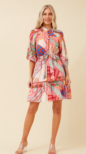 Poppy Dress Geometric Print