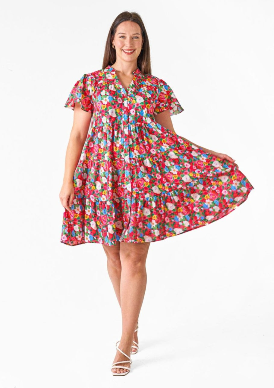Celia Dress Red Floral