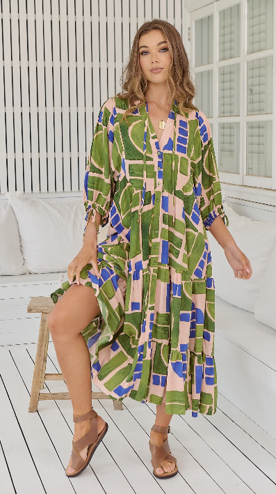 Mystic Matcha Print Ria Dress
