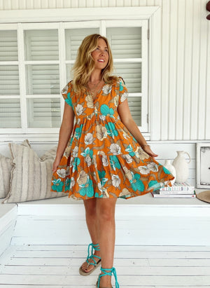 Aqua Fields Print Tracey Dress