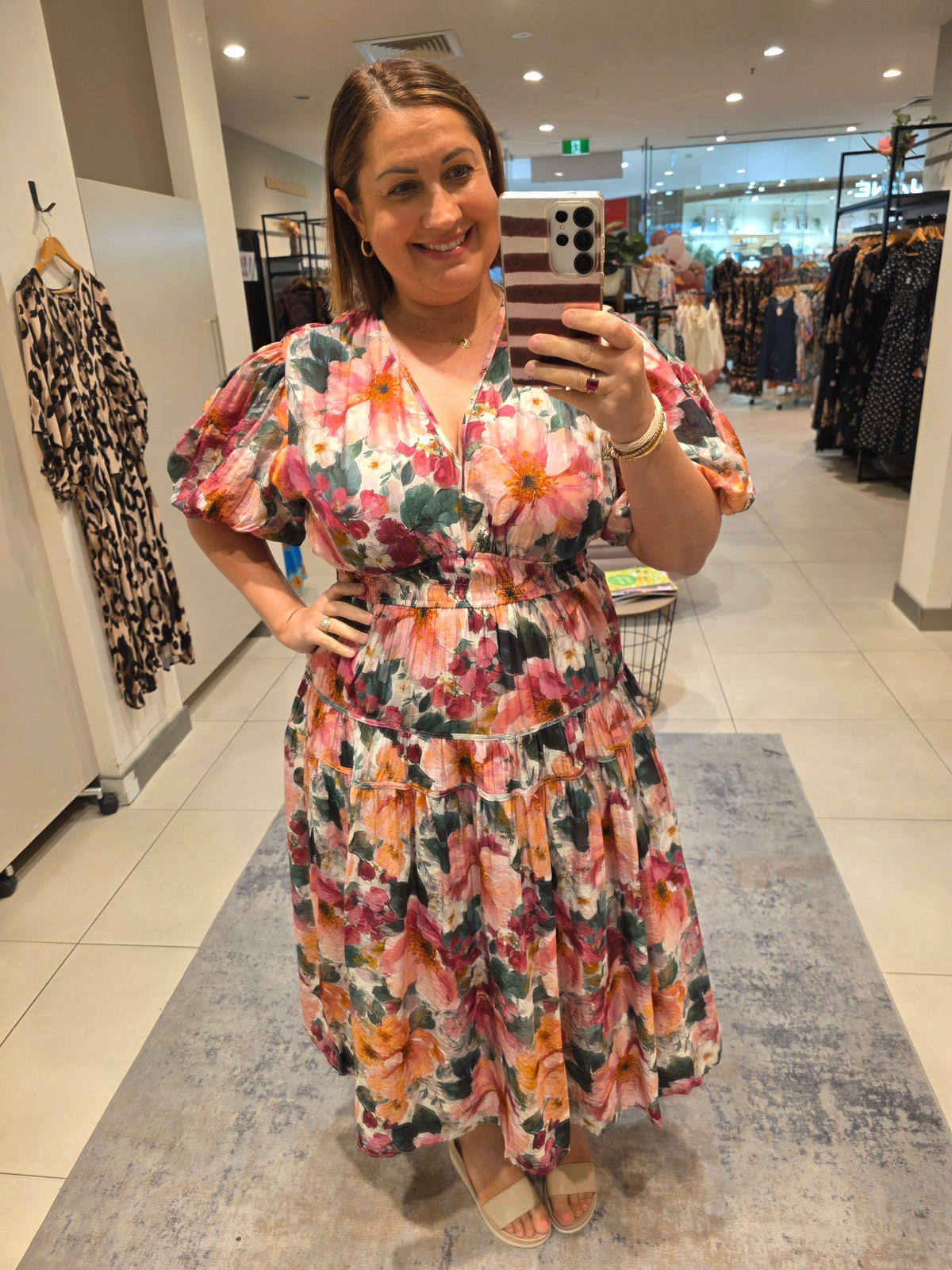 Briana Dress Burgundy Floral