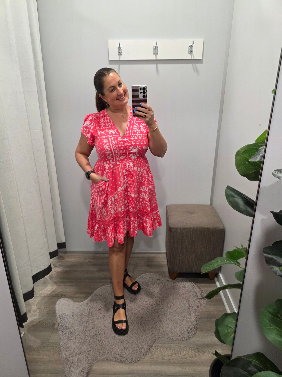 Hibisca Print Carmen Mini Dress