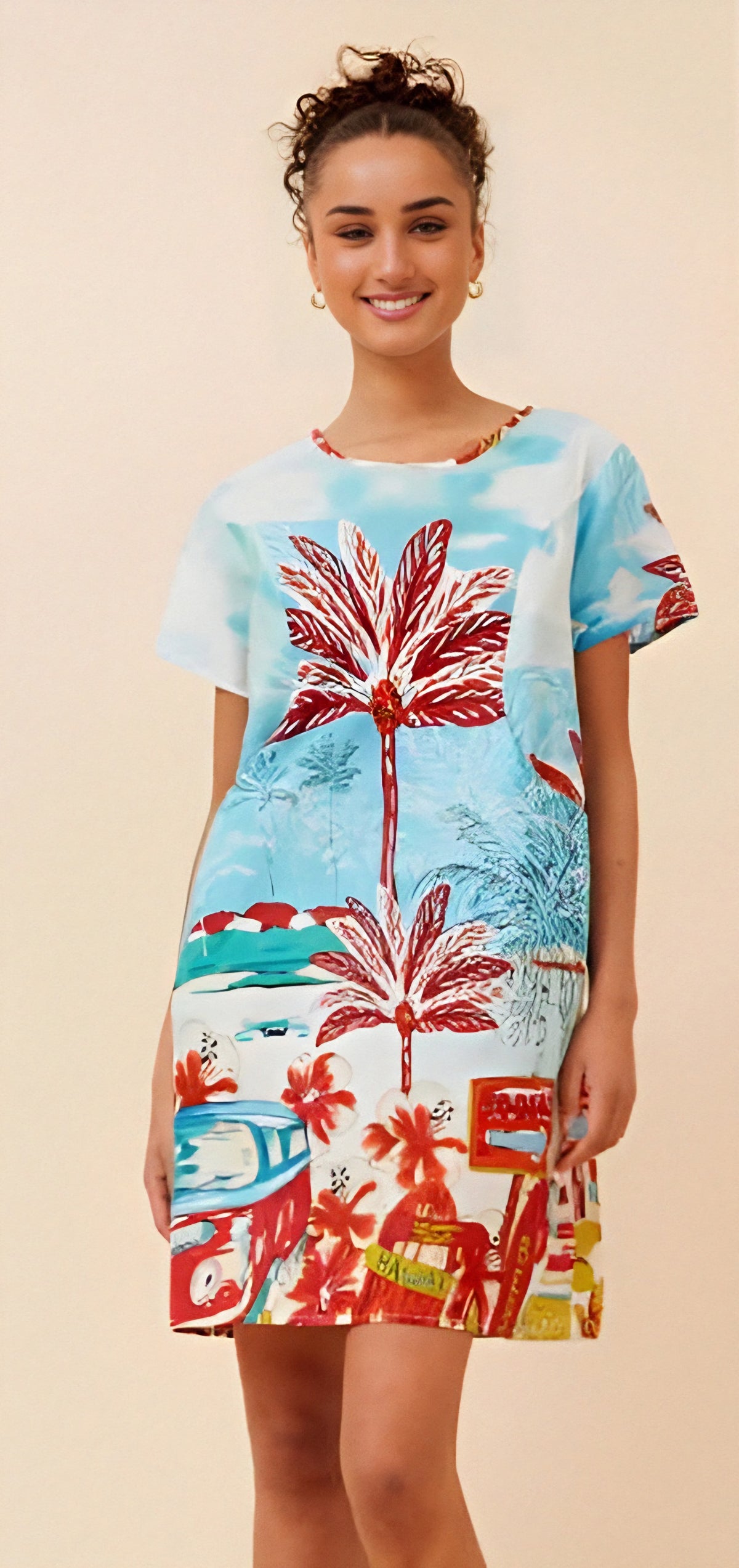 Tara Dress Beach Print