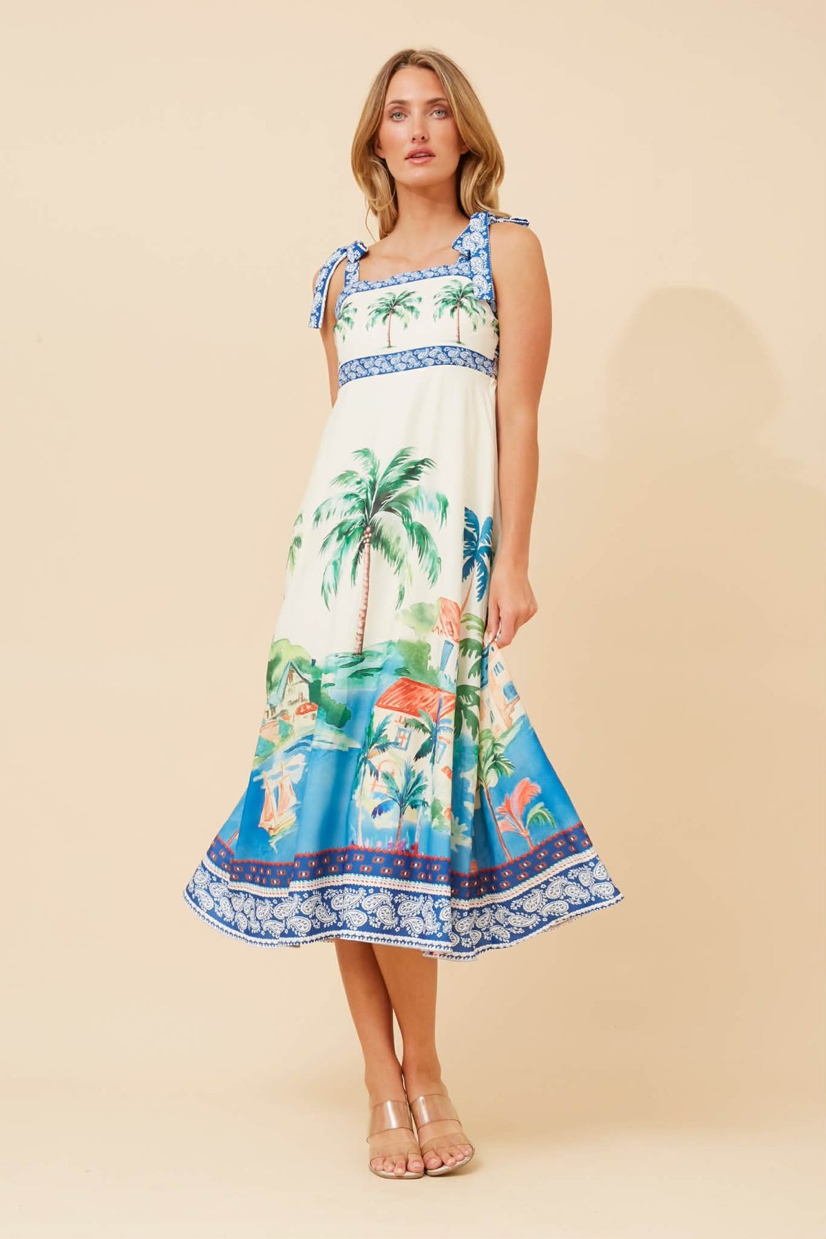 Aria Dress Palm Print