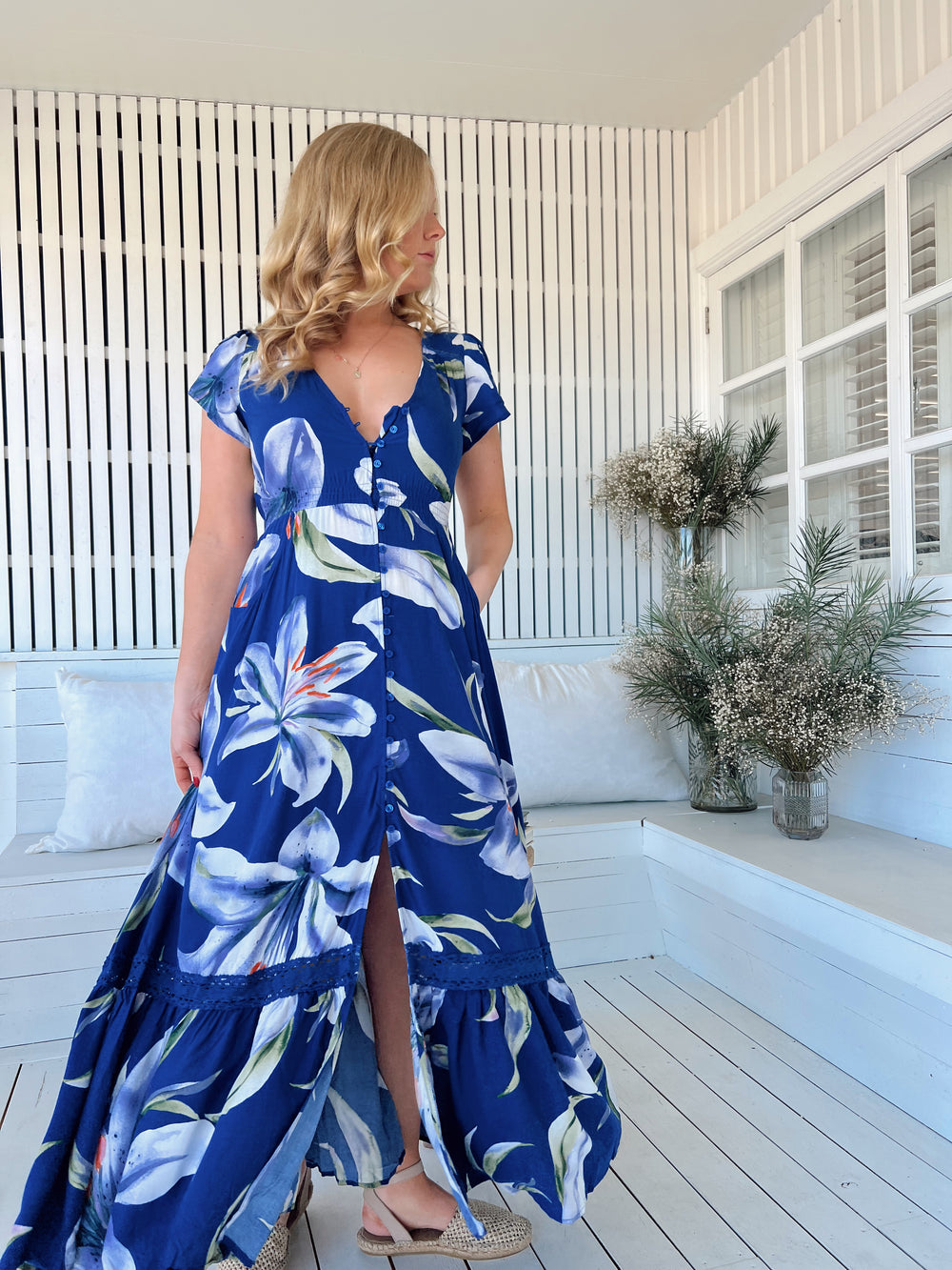 Asteria Print Carmen Maxi Dress
