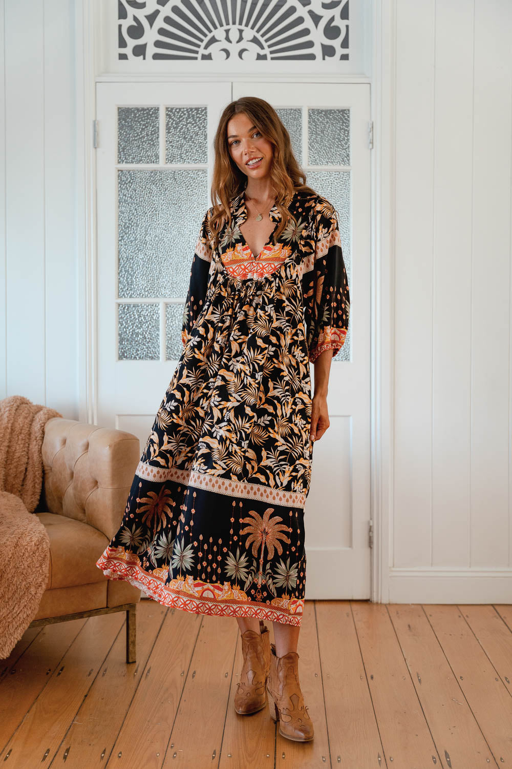 Jardin Print Boheme Midi Dress