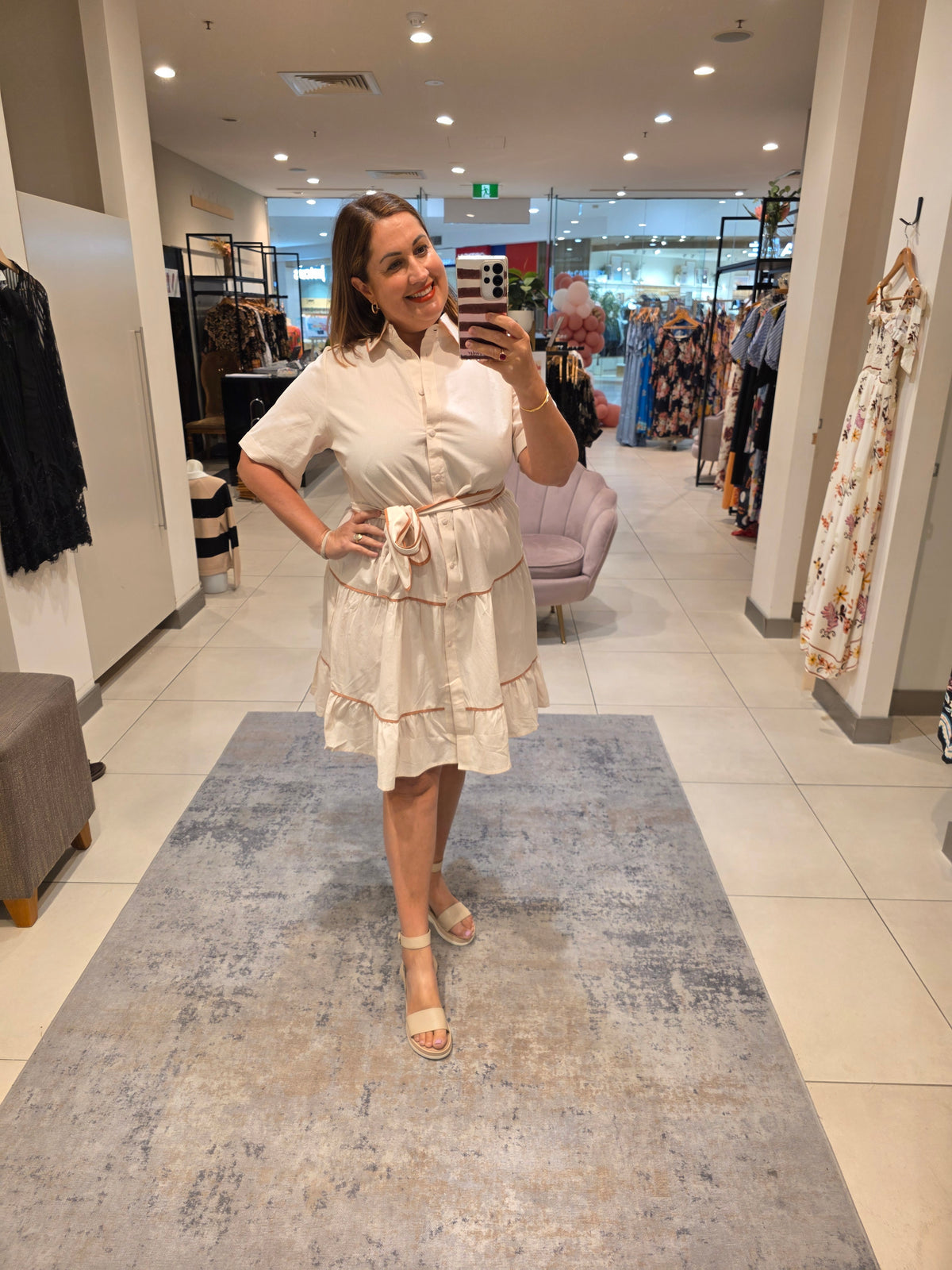 Cream Shirt Dress